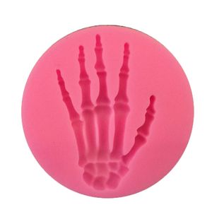 3D Skeleton Hands Cake Moulds Skull Shape Silicone Mold for Halloween Fondant Cakes Decoration Party Chocolate Candy Clay DIY Tool Pink 122009