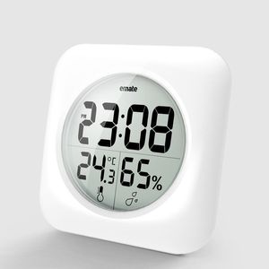 Emate модные водонепроницаемые часы для душа, цифровые настенные часы для ванной комнаты, кухни, серебристые, большой дисплей температуры и влажности