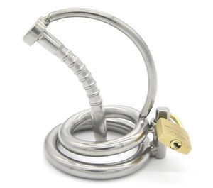 Metal Male Chastity Devices Cock Cages with Catheter Catheters & Sounds Lock Penis Ring Cage Plug Sex Toys for Men