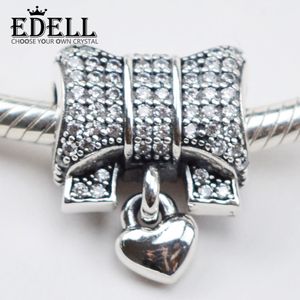 Edell Authentic 925 Sterling Silver Bead Charme Dos Desenhos Animados Do Amor Do Coração Com Cristal Solta Beads Fit Mulheres Pulseira Pulseira DIY Presente Da Jóia