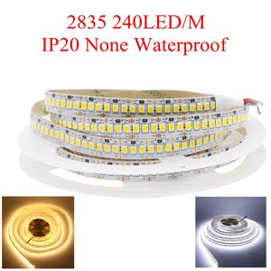 12mm Bredd 5m Singelrad 2835 1200 SMD LED-remsa 12V Flexibel 240 LED / M LED TAPE Vit / varm vit