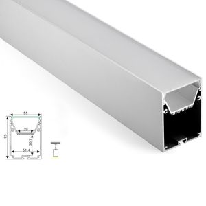 10 x 1m Sats / Lot 6000 Serie Aluminium Profil LED Strip Light and Big Storlek Square Profil Alu för tak Hängsmycke Lampor