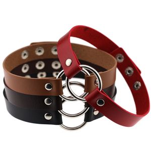 Fashion Circle Ring Pu Leather Choker Collar Necklace Chokers Necklybla f￶r Women Lady Jewelry Will och Sandy