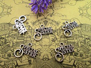 Wholesale special charms resale online - 36pcs Special Sister Charms Antique silver tone Special Sister Charms pendants x16mm