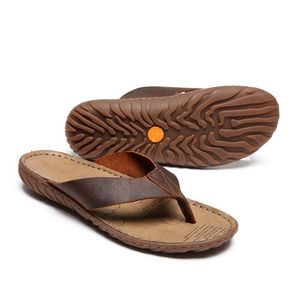 Latest men leather flip flops various venues slippers good reputation cheap good slippers top quality cow leather cost prices sale