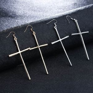 Wholesale rock crosses for sale - Group buy Punk Gold Silver Plated Long Cross Dangle Earrings Vintage Rock Gothic Women Girl Fashion Party Club Jewelry