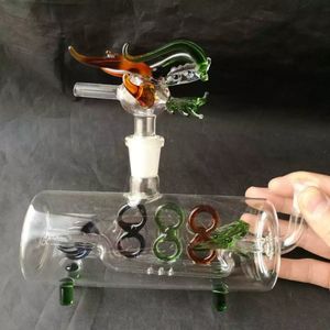 Färg Horisontell rörkran Hookah Glas Bongs Tillbehör, Glas Rökpipor Färgrika Mini Multi-Colors Handrör Bästa Sked Glas Pip