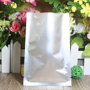 10 rozmiarów 200 Sztuk / partia Przechowywanie Żywności Pakiet detaliczny Open Top Matte Aluminium Folia Bag Mylar Heat Footing Packacz do pakowania do pakowania przekąski