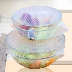 200Set 4pcs/set Multifunctional Food Fresh Keeping Saran Wrap Kitchen Tools Reusable Silicone Food Wraps Seal Vacuum Cover