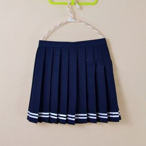 Korean Uniform for Girls Pleated Cosplay Cute Japanese School Student Skirt High Waist 4XL Navy Mini Skirt