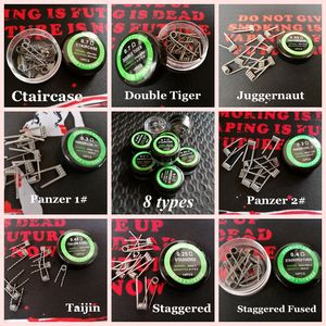10 types Double Tiger Juggernaut Ctaircase prebuilt coil wire Panzer 1 2 3 4 # Staggered Taijin Fused premade wrap wires for rda