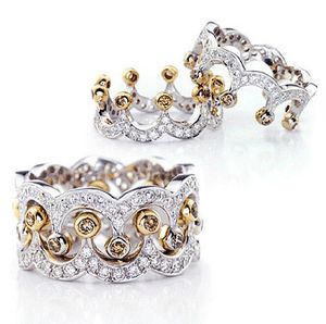 Storlek 6/78/9 Topp som säljer 40% rabatt på smycken Sterling Sier White Sapphire CZ Crystal Party Retro Diamond Women Wedding Crown Ring