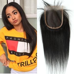 4x4 Straight Lace Top Closure With Baby Hair Natural Black Malaysian Virgin Hair Lace Closure G-EASY