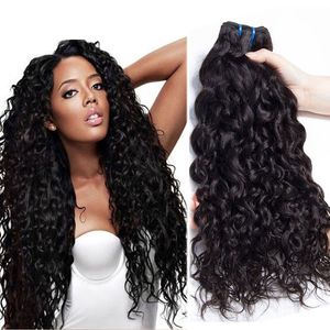 Obehandlad brasiliansk mänsklig remy Virgin Hair Natural Wave Hair Weaves Hårförlängningar Naturfärg 100g / Bunt Double Wefts 3bundles / Lot