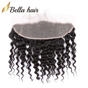 Brazylijska głębokie fala 13x4 Ear-Ear Lace Frontal Zamknięcie z włosami dziecięcymi wstępnie ścięte ludzkie przedłużenie włosów Bella Produkty