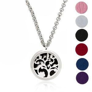 Arom Smycken 316L Rostfritt stål Essential Oljediffusor Lockets Halsband Locket Hängsmycke med 24