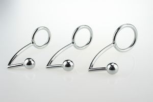 Stainless steel Anal hook with a big penis ring for male metal butt plug adult chastity devices Sex products