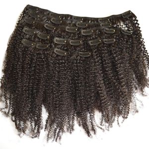 Hår 100g Naturligt hårklipp Extensions Afro Kinky Clip In 8pcs African American Clip In Human Hair Extensions