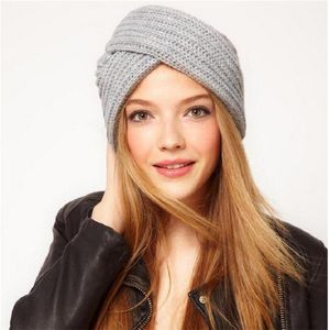 Women's Knitted Turban Hat Stretchy Tied Turban Cross Head Wrap Indian Headband Cap