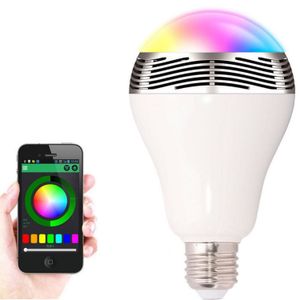 Bluetooth Smart LED-lampa Musik Ljudhögtalare 6W Vit RGB-belysningslampa E27 Bulb Trådlös kontroll fungerar med telefon