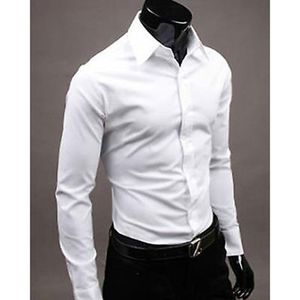 도매 - 새로운 패션 남자의 럭셔리 세련된 캐주얼 긴 소매 드레스 셔츠 캐주얼 슬림 맞는 정식 비즈니스 셔츠 남성 의류 m-xxxl