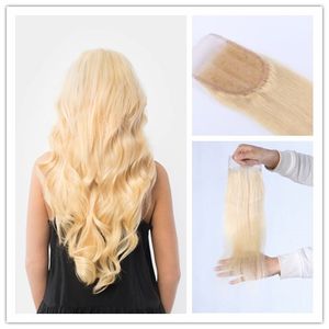 New Arrival Brazilian Human Hair Lace Closure Frontal 4x4 Hair Closure Straight Blonde 613 Color Blonde