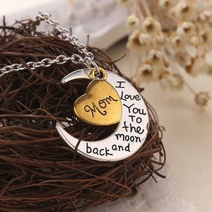 I Love you to The Moon and back Necklace Daughter Uncle Dad Mom Grandpa Grandma Sister Son Brother Heart Charm Pendants drop ship