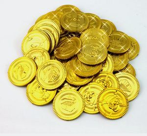 Plastikowe złote monety pirackie urodziny boże narodzenie wakacje przysługa skarb moneta goody party torba na łupy wypełniacz pinata zabawka favortheme dekoracja prezent