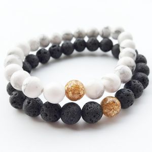 Braccialetti con ciondoli con perline in pietra lavica naturale da 8 mm unisex per uomo donna gioielli per amanti della moda yoga