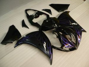 ヤマハYZF R1 09 10 11-14紫色の炎黒のフェアリングセットYZF R1 2009-2014 OY21