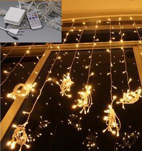 Nowy zdalny kontroler Świąteczny świąteczny świąteczny świąteczny sznur Fairy Curtain Garlands Strzepa Party Lights 110V-220V