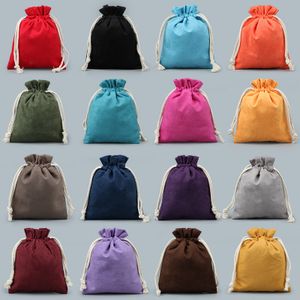 Large Thick Velvet Towel lined Drawstring Pouch Travel Jewelry Necklace Bracelet Storage Bag Crafts Trinket Gift Packaging Bags 50pcs/lot