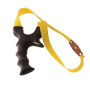 Portable Slingshot Catapult Rosewood Wood Sling Shot with Flat Elastic Rubber Band Hunting Outdoor Sports Shooting