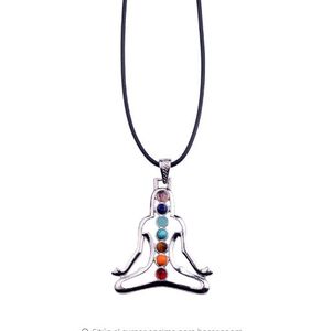 7 Chakra Reiki Stones Cura Cura Colares Pingentes de Saúde Amuleto D Símbolos Pedra Encantos Pingente Yoga Colar Collier