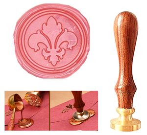 Selos claros Vintage Fancy Fleur-de-lis Imagem Logo Casamento Selo De Cera Selo De Vedação Rosewood Handle Set Kit (Somente Carimbo)