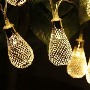 LED Noel Işıkları Işık Dize Ampuller 110 V 220 V Altın Damla Metal Fener 3 W Dekorasyon Düğün Noel Partisi Tatil Dizeleri Için