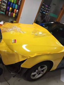 Ultra Gloss Lemon Yellow Vinyl Wrap 3 Layers High Gloss Tiffany Car Wrap Film med Air Free Like 3M 1080 Storlek: 1,52*20M/Roll