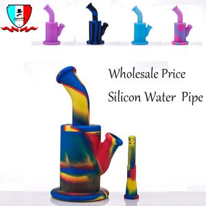 Pipa ad acqua in silicone Colori misti Ciotola in vetro Downstem in silicone Accessori per fumatori Pipa a mano Bong