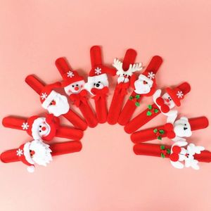 Xmas Party Favors Santa Claus Slap Bracelet Christmas Reindeer Wrist Band Bangle Festlig Event Kids Adults Present Red