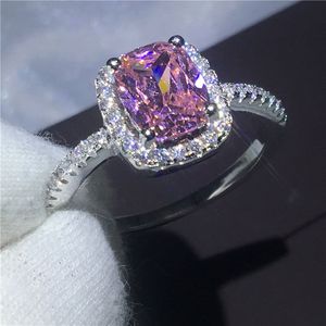 Mode Ring Kissen geschnitten Mutil 5A Zirkon Kristall 925 Sterling Silber Engagement Hochzeit Band Ringe für Frauen Festival Schmuck