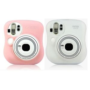 Luminous Glow Silicone Camera Bag Case For Fujifilm Polaroid Instax Mini25 Pink/White