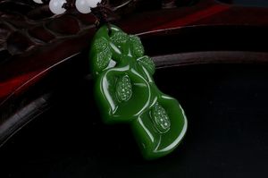 Jasper hand-carved magnolia. Auspicious necklace pendant.