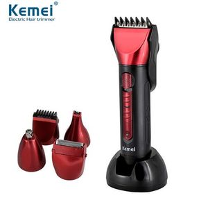 Kemei KM-8058 5 1 Profesyonel Yıkanabilir Şarj Edilebilir Elektrikli Saç Kesme Giyotin Tıraş Razor Akülü Ayarlanabilir Clipper