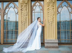HOT Sall two layer White ivory Wedding veil cut edge Cathedral Lehgth with comb Bridal veil
