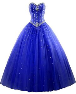 2017 New Elegant Ball Gown Tulle Quinceanera Abiti con perline Sweet 16 Abiti 15 anni Prom Party Gowns WD1015