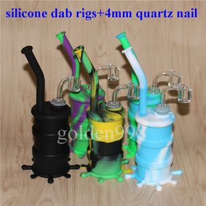 Partihandel Silicon Hookah Bongs Oil Dab Rigs med klar 4mm 14mm manliga kvarts naglar silikonnektar