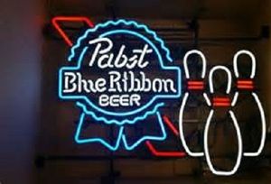 New Pabst Blue Ribbon bowling Beer Handmade Neon Sign 24x20