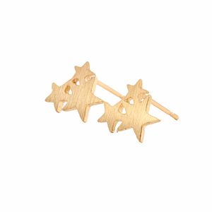 Venta al por mayor lindo 3 estrellas conectadas pendientes pernos prisioneros latón Brincos joyería plata oro rosa chapado en oro pendientes para mujeres