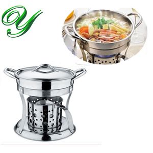 Hot-Pot-Kocher, Flüssigkeitskocher-Set, Chafing Dish, Töpfe, Heizung, Servierständer, Edelstahl-Halter, Deckel, 18 cm, Buffet-Pfanne, Server, Essenstablett, Wärmer, Fondue