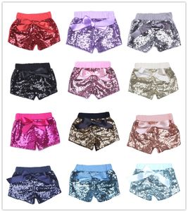 Baby girls sequins shorts byxor casual pant mode spädbarn glitter bling dans boutique båge prinsessa korta barn kläder 14 färger ktt01